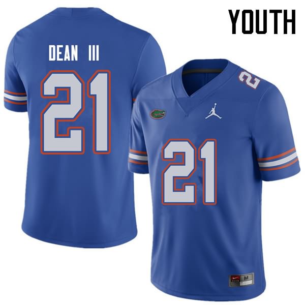 NCAA Florida Gators Trey Dean III Youth #21 Jordan Brand Royal Stitched Authentic College Football Jersey EQL3064SS